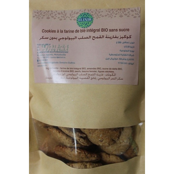 Cookies a la farine de ble integral sans sucre 300G